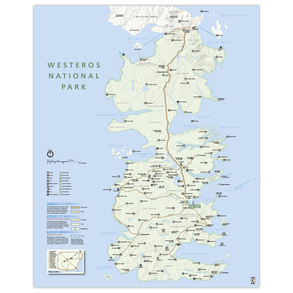 Game of Thrones - Westeros  - National Park Style Map - 16x20