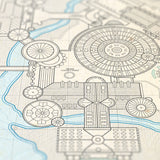 Hogwarts School of Witchcraft and Wizardry - Plus Hogsmeade  - Vintage Plat Map - 16x20