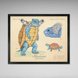 Blastoise - Vintage Style Pokemon Print - 8x10 or 16x20 inches
