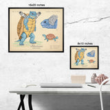 Blastoise - Vintage Style Pokemon Print - 8x10 or 16x20 inches
