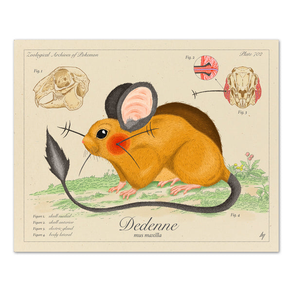 Dedenne - Vintage Style Pokemon Print - 8x10 or 16x20 inches