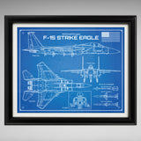 F-15 Strike Eagle - DaVinci or Blueprint Style Illustration - 8x10 or 16x20 inches