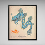Gyarados - Vintage Style Pokemon Print - 8x10 or 16x20 inches