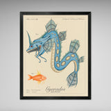 Gyarados - Vintage Style Pokemon Print - 8x10 or 16x20 inches