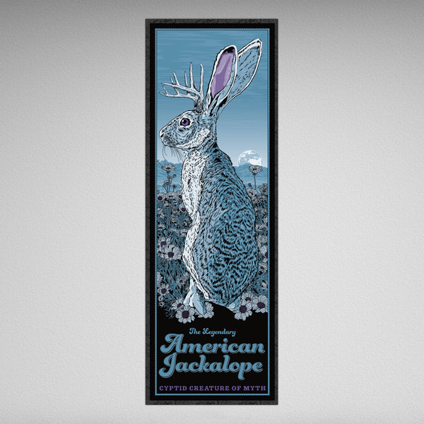 Jackalope at Night - Cryptid Creature of Myth Print - 36x11.75 inches