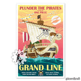 One Piece - Grand Line Vintage Travel Print - 11x17 inches