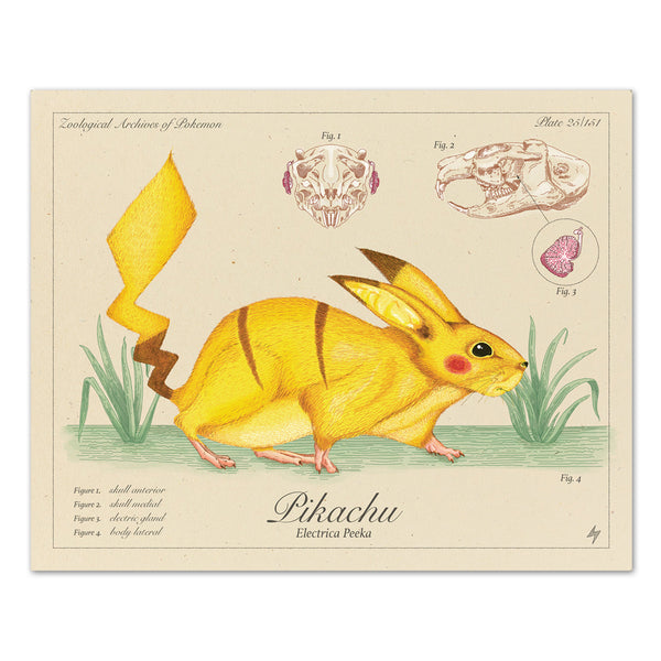 Pikachu - Vintage Style Pokemon Print - 8x10 or 16x20 inches