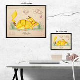 Pikachu - Vintage Style Pokemon Print - 8x10 or 16x20 inches