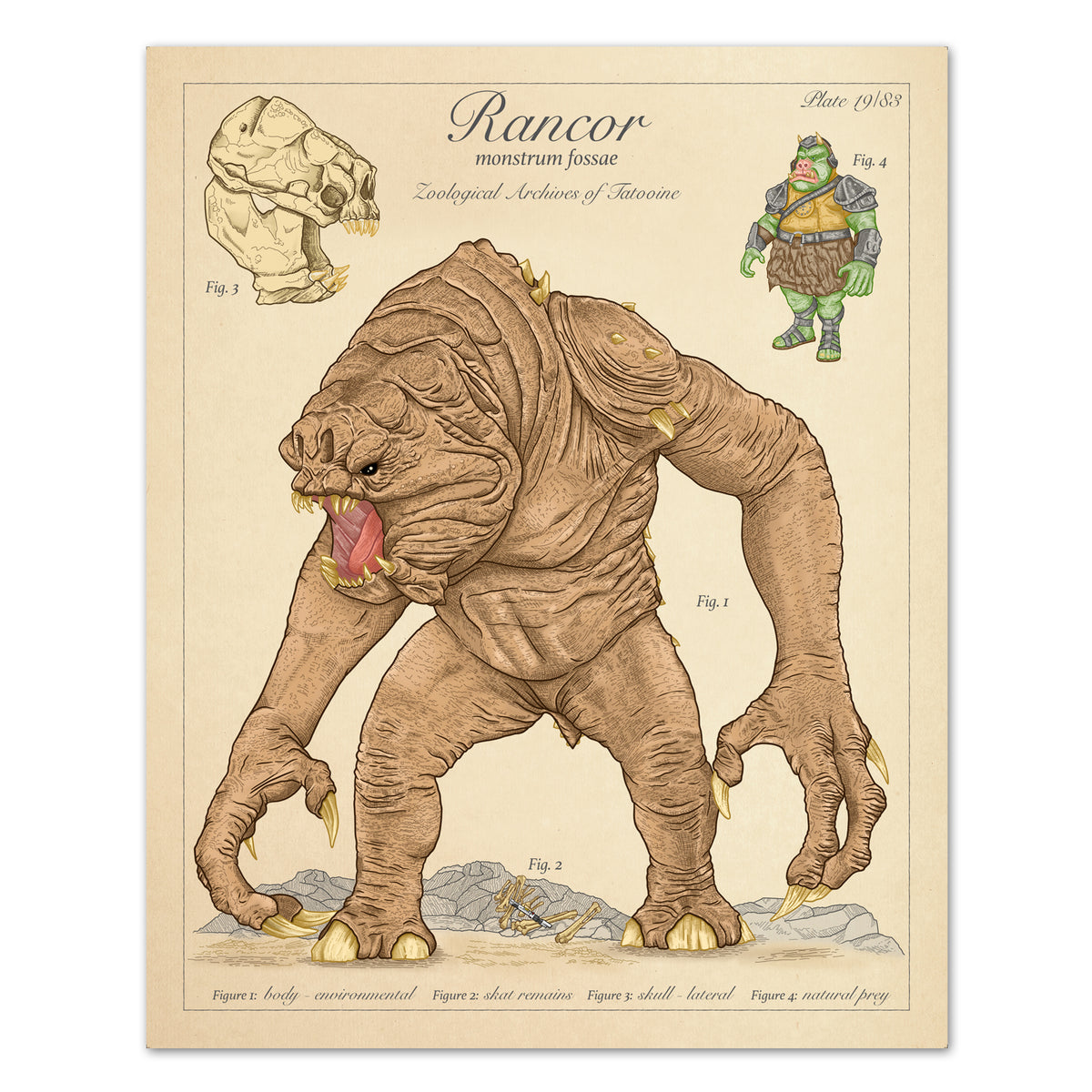 Rancor Pit Monster - Vintage Style Star Wars Print - 8x10 or 16x20 inc ...