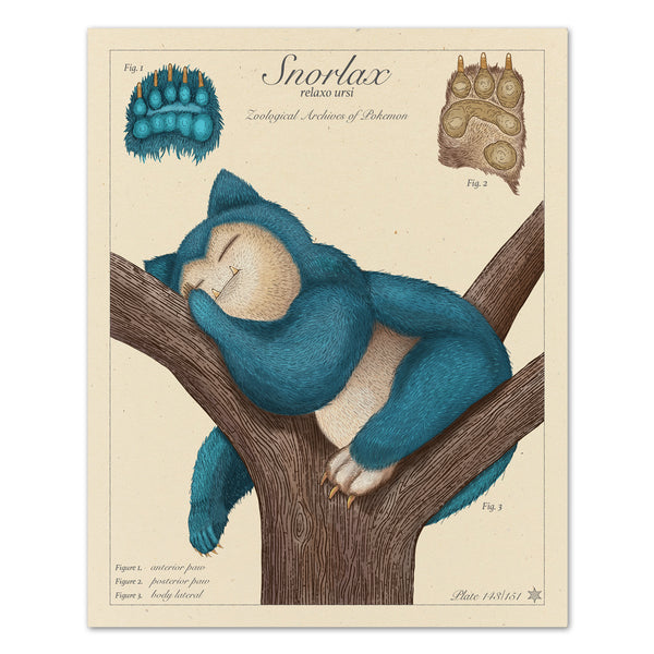 Snorlax - Vintage Style Pokemon Print - 8x10 or 16x20 inches