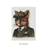 Dapper Fox Illustration Vintage Style Print - (Various Sizes)