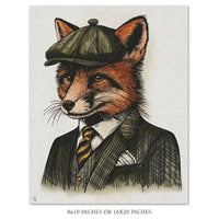 Dapper Fox Illustration Vintage Style Print - (Various Sizes)