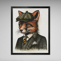 Dapper Fox Illustration Vintage Style Print - (Various Sizes)