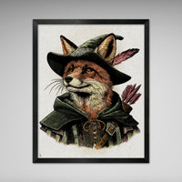 Robin Hood Fox Illustration Vintage Style Print - (Various Sizes)