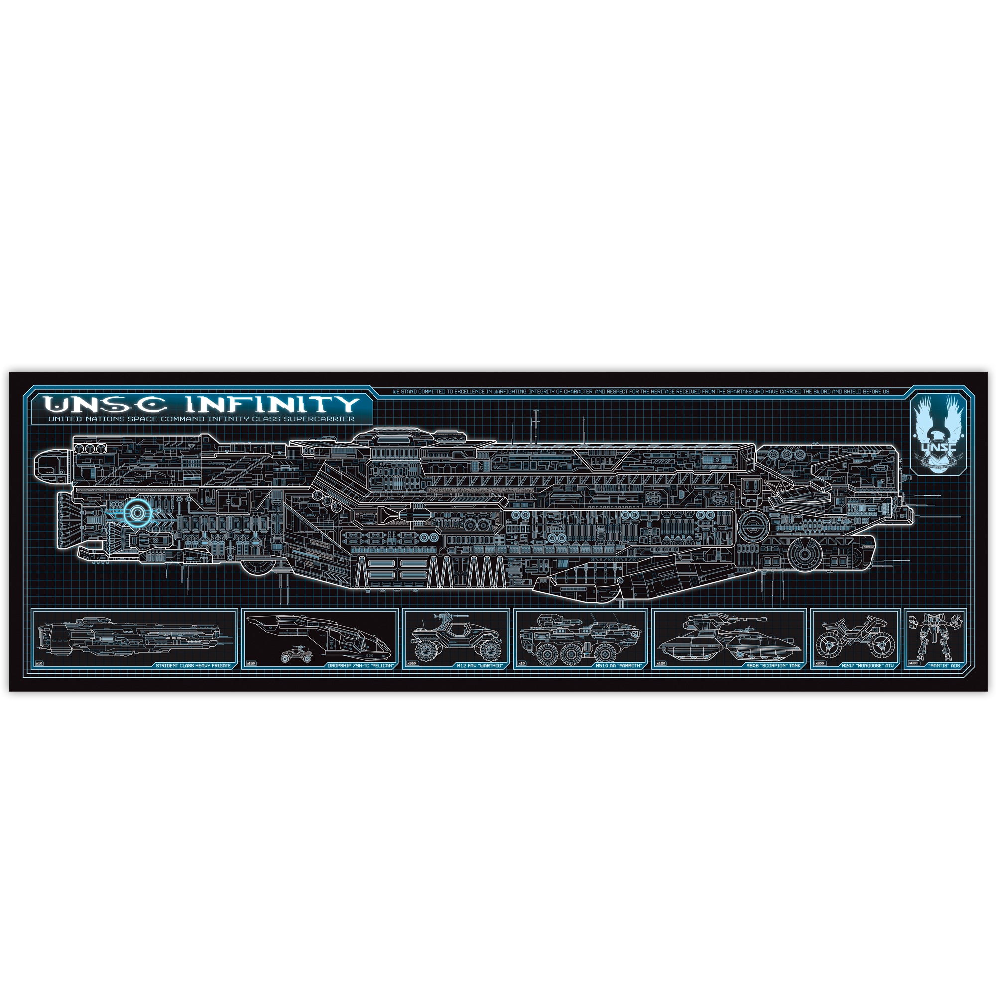 Unsc Infinity Class Halo UNSC Infinity - Infinity Class - Starship Schematic - 36x11.75 in ...