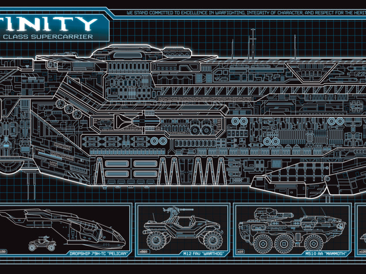 Halo UNSC Infinity - Infinity Class - Starship Schematic - 36x11.75 in ...