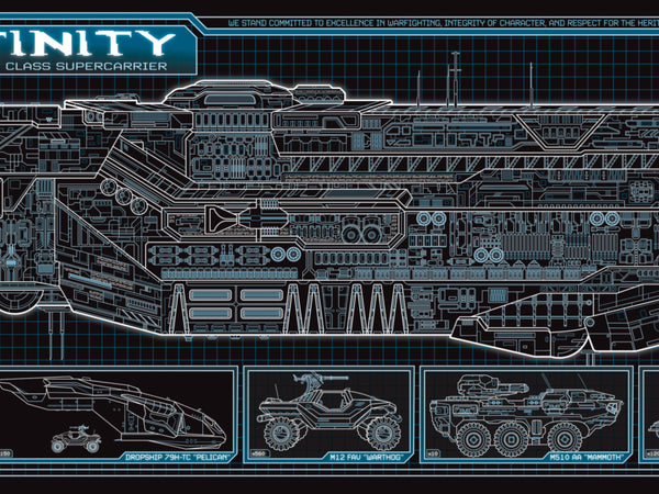 Infinity Starship Halo UNSC Infinity - Infinity Class - Starship Schematic - 36x11.75 in ...