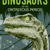 Dinosaurs of the Cretaceous Period - Velociraptor Print - 36x11.75