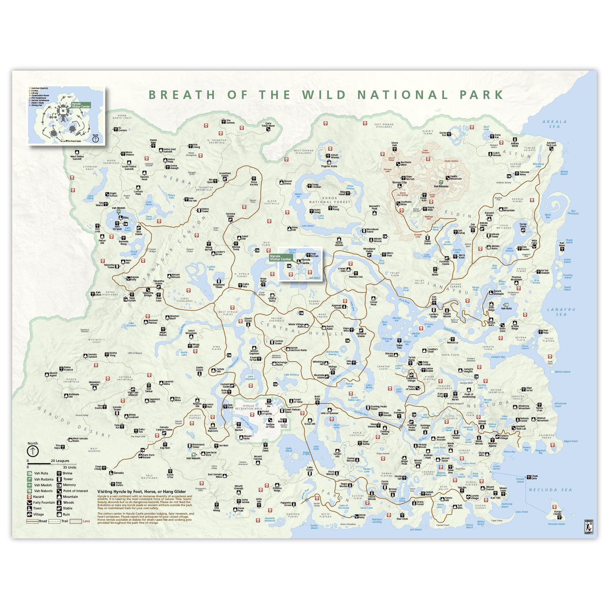 Breath of the Wild - National Park Style Map - 16x20 – KnerdKraft