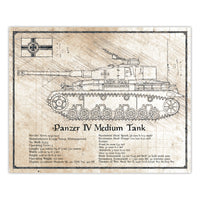 Da Vinci Style Illustration - Panzer IV Medium Tank Schematic Print - 8x10