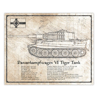 Da Vinci Style Illustration - Panzer VI Tiger Tank Schematic Print - 8x10