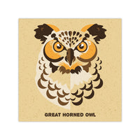 Great Horned Owl - Graphic Icon Print - 8x8