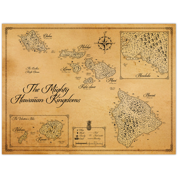 The Mighty Hawaiian Kingdoms - Fantasy Map - 18x24