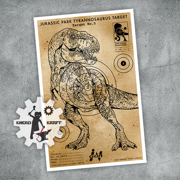 Jurassic Park- Tyrannosaurus Rex - Vintage Shooting Target Print - 11x17
