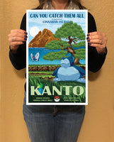 Pokemon - Kanto Region - Vintage Travel Print - 11x17