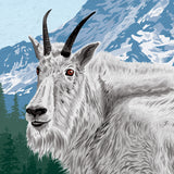 Mountain Goats at Mount Rainier Illustration Print - 18x24