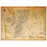 Realms of Washington State - Fantasy Map - 18x24