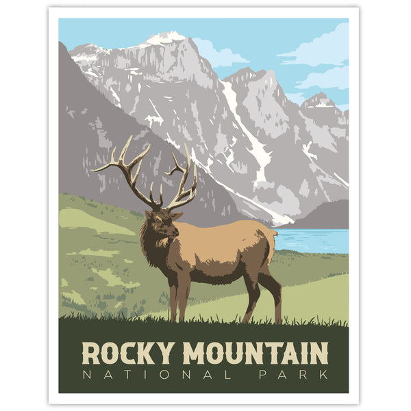 Rocky Mountain National Park Travel Print - Elk in Valley