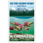 Washington State Travel Print See The Salmon Spawn - 11x17 inches